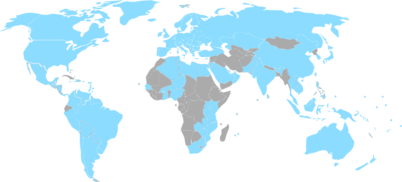 map showing countries shipped to